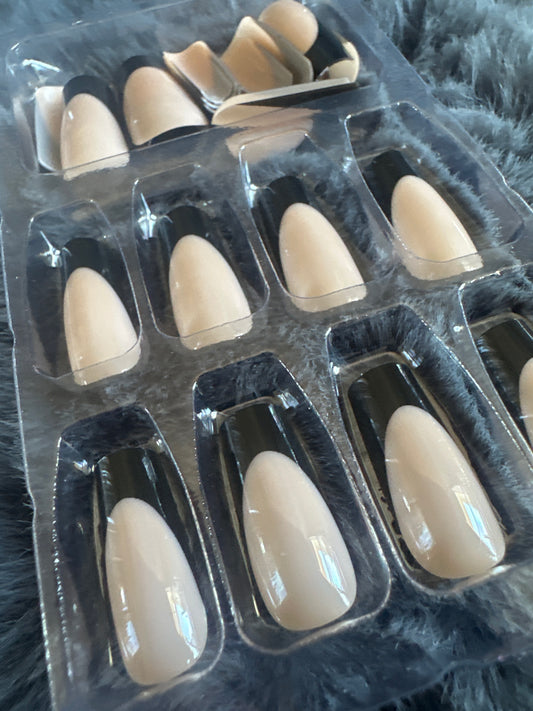 Black French tip nails