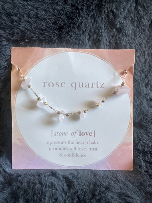 Rose quartz chain bracelet